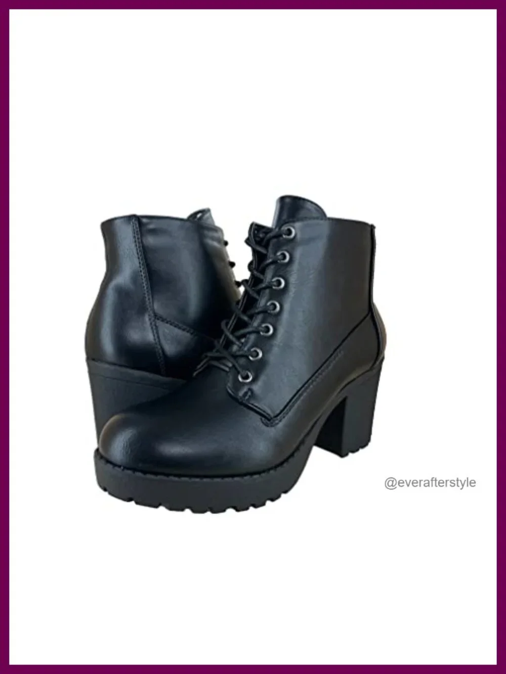 REVOL Women's Melanie Ankle Bootie Chunky Heeled Lace Up Combat Boot